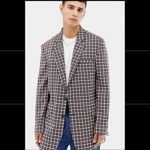 Men’s checkered print oversized blazer
